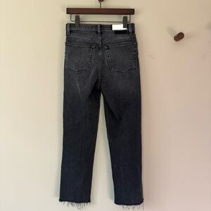 EUC RE/DONE HIGH RISE 70S STOVE PIPE JEANS IN WASHED NOIR SIZE 26